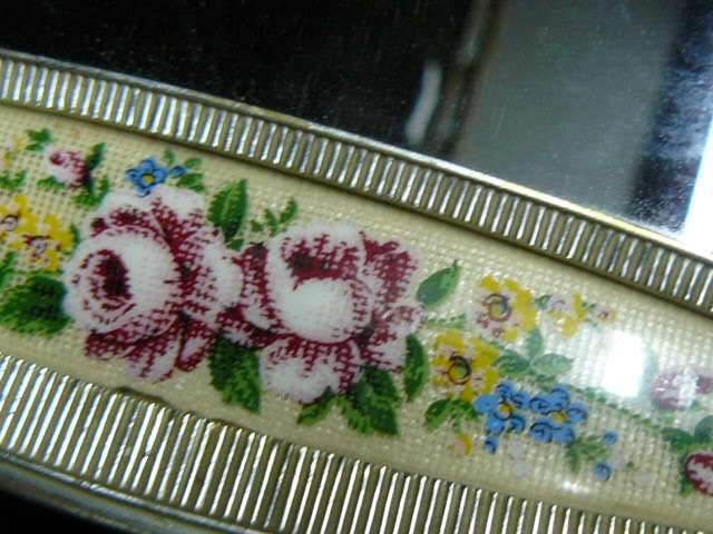 GLASS PLATTER WITH PETIT POINT PATTEEN VERY PRETTY