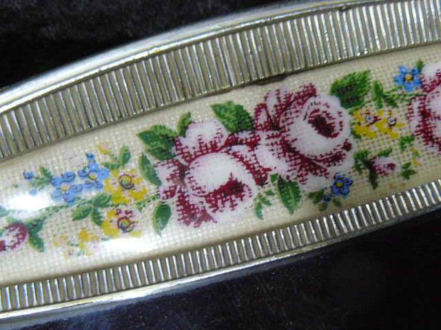 GLASS PLATTER WITH PETIT POINT PATTEEN VERY PRETTY