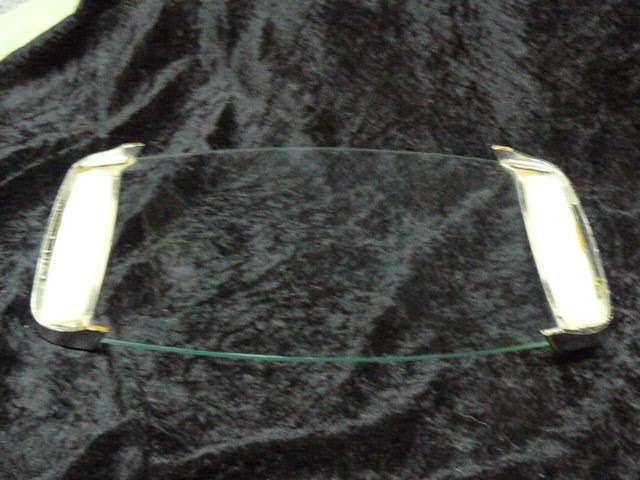 GLASS PLATTER WITH PETIT POINT PATTEEN VERY PRETTY