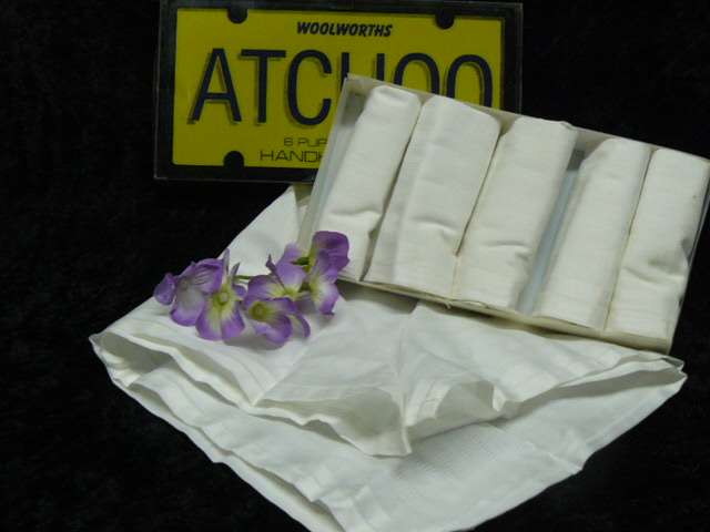 PURE WHITE COTTON HANDKERCHIEFS BOXED X 6