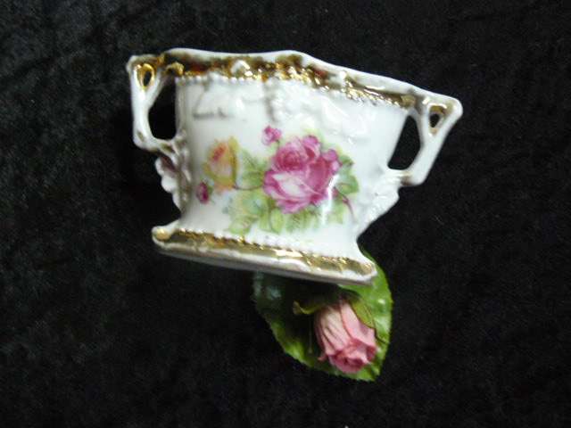 VASE CERAMIC HAND PAINTED WITH GOLD TRIMINGS