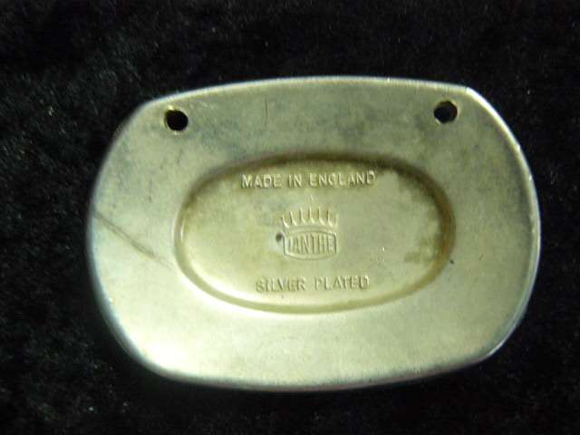 SILVER PLATED ENGLAND BRANDY BOTTLE LABLE STAMPED