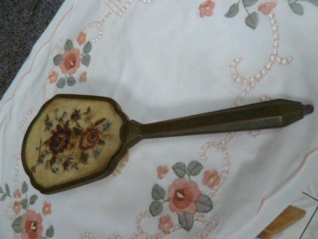 PETIT POINT VANITY VINTAGE HAND MIRROR