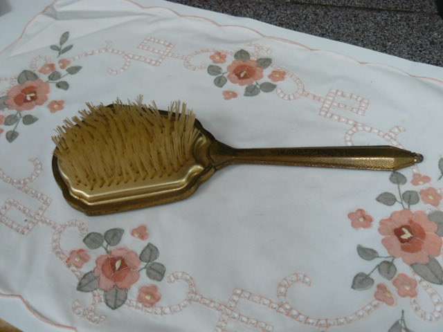 PETIT POINT VANITY VINTAGE HAND MIRROR