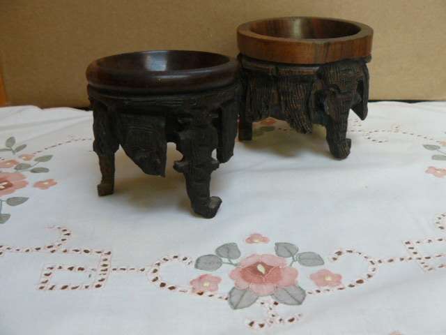 2 X WOODEN STANDS CARVEDOUT OF IRON WOOD