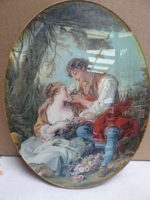 VINTAGE PRINT BEHIND GLASS FROM ITALY NS NO FRAME