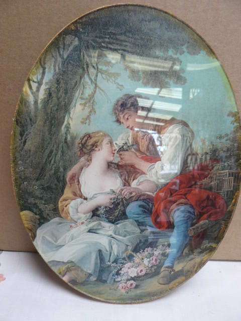 VINTAGE PRINT BEHIND GLASS FROM ITALY NS NO FRAME