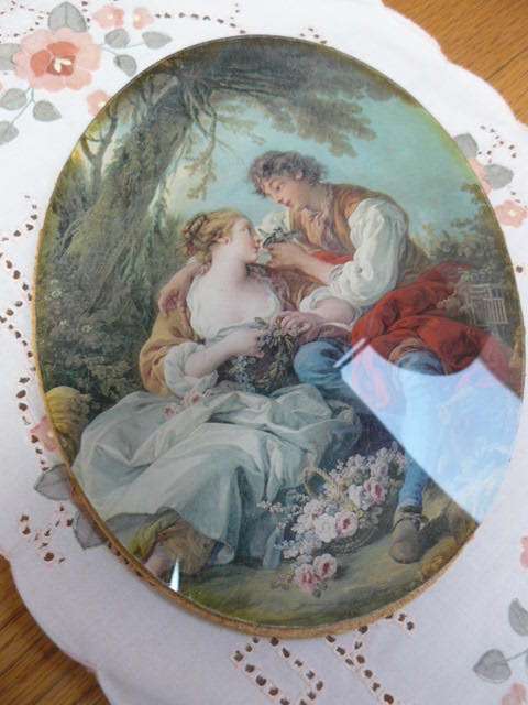 VINTAGE PRINT BEHIND GLASS FROM ITALY NS NO FRAME