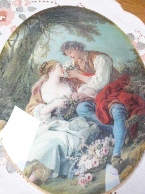 VINTAGE PRINT BEHIND GLASS FROM ITALY NS NO FRAME