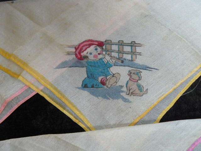 VINTAGE CHILDRENS HANKIES SILK X 3