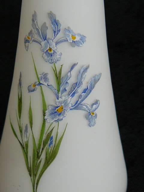 Beautifully hand painted FROSTED WHITE   VASE