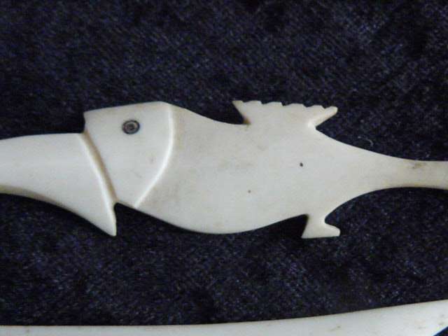 BONE CARVED KNIFE AND FORK