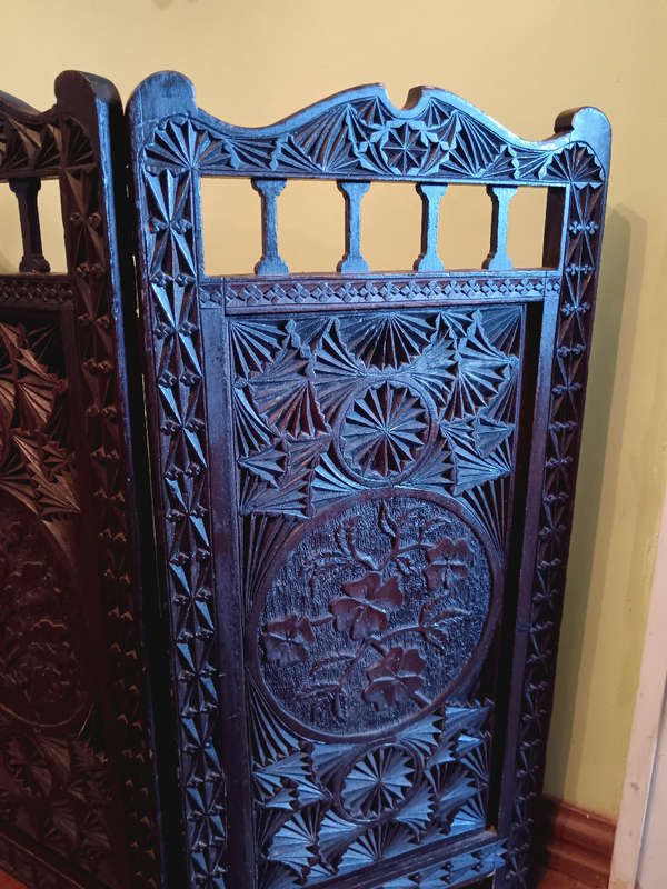 Antique Padouk Folding Fire Screen C 1900's