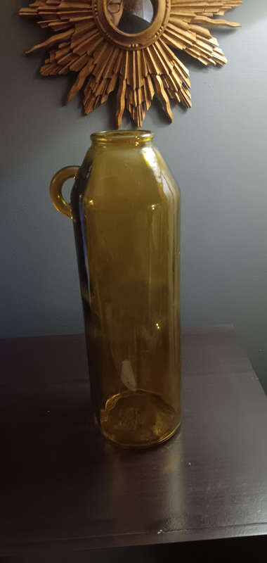 Gold Glass Cylinder Vase with Side Handle