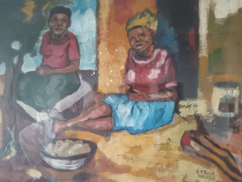 Framed Painting of Ndebela Woman by Stella Ndebela