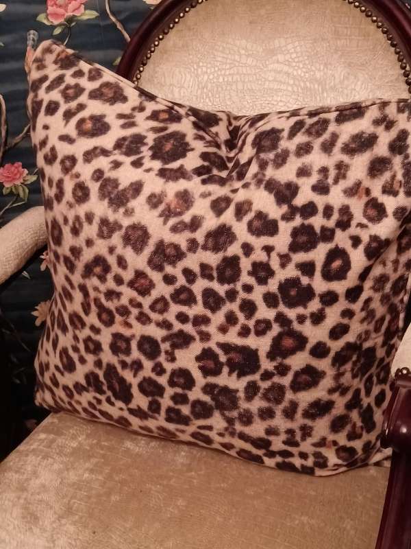 Leopard Print Linen Cushion with Feather Insert & Zip