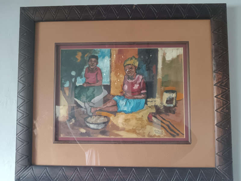 Framed Painting of Ndebela Woman by Stella Ndebela