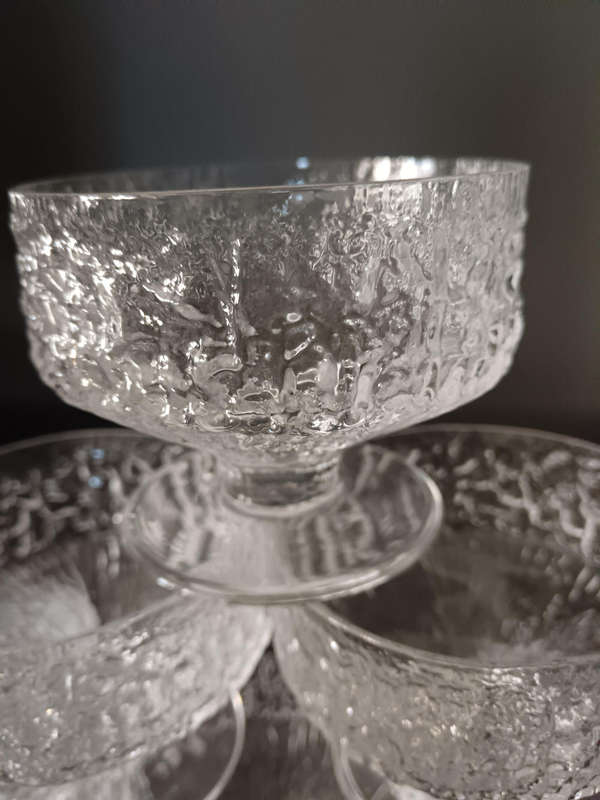 WHITEFRIARS SET OF 6 sundae Glasses in Glacier Pattern C1969