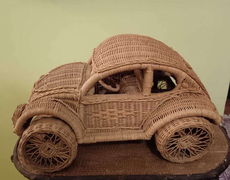 Mid Century  Woven Cane VW Beetle