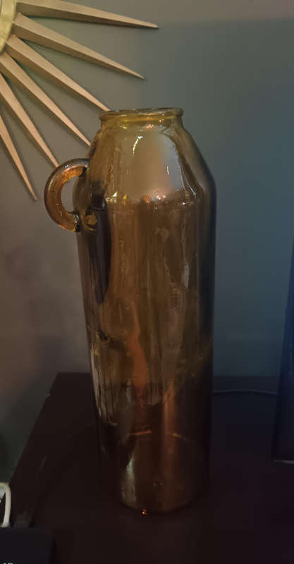 Gold Glass Cylinder Vase with Side Handle