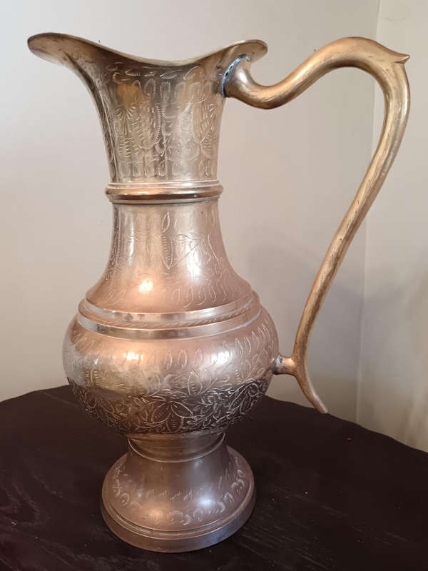 Indian  Large Chased Brass Pitcher