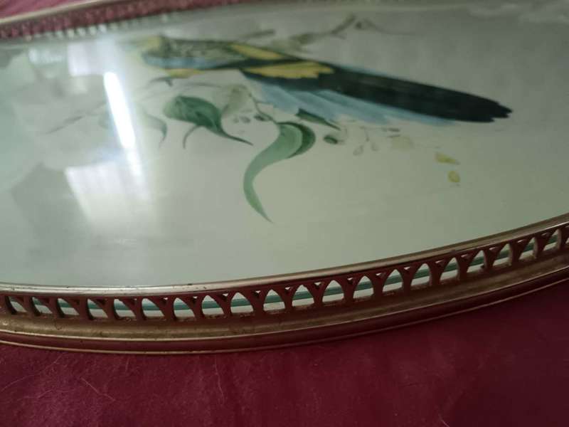 Italian Gallery Tray with Budgie Motif
