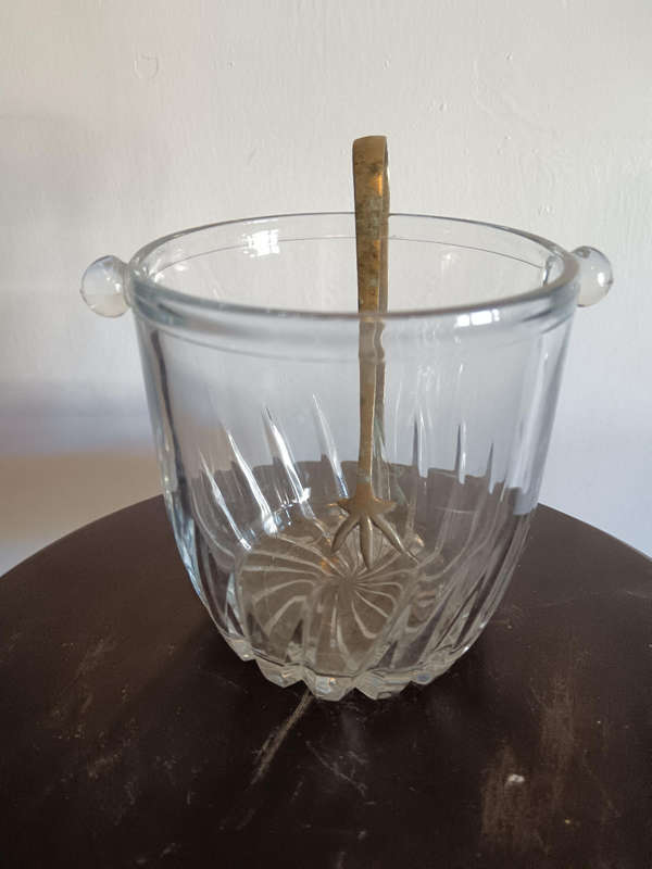 Crystal Glass Ice Bucket with Claw Tongs