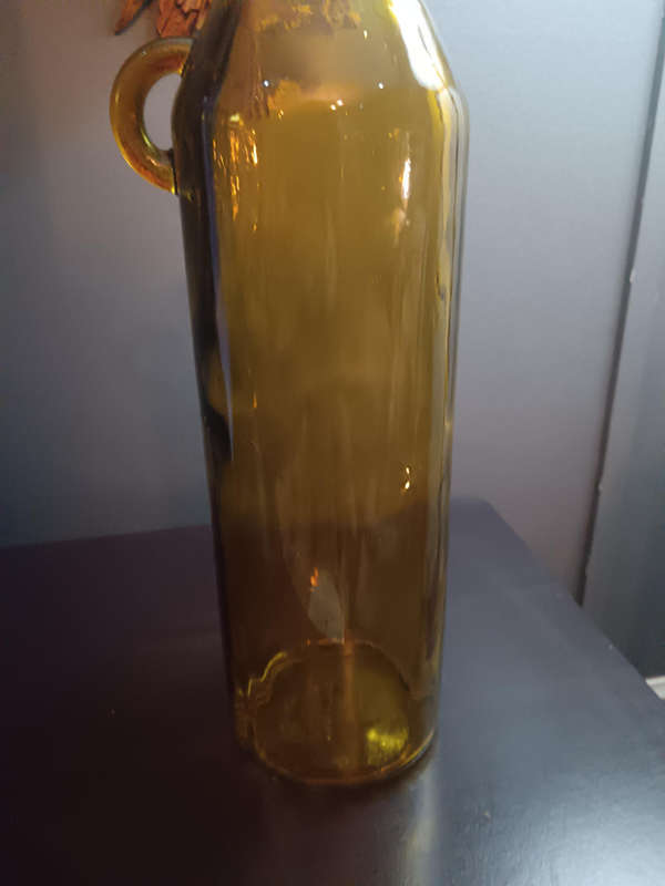 Gold Glass Cylinder Vase with Side Handle