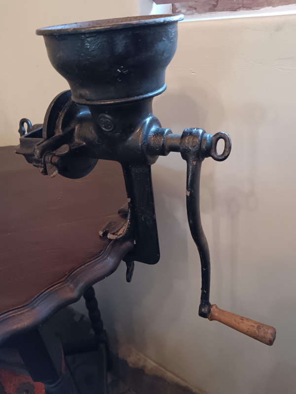 Vintage Cast Iron Table Mounted Coffee Grinder