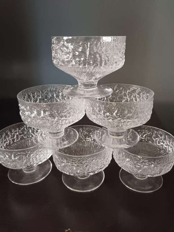 WHITEFRIARS SET OF 6 sundae Glasses in Glacier Pattern C1969
