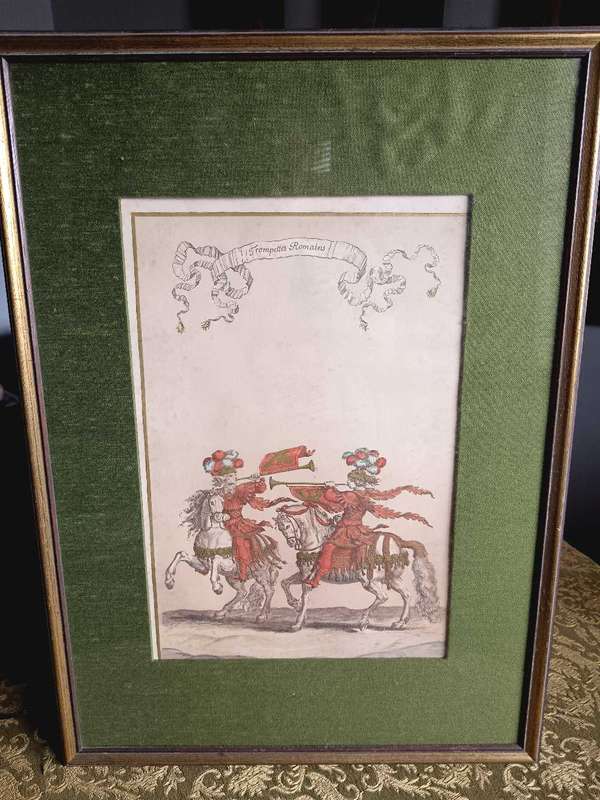 Pair of Ages Roman's & Trompettes Roman's Colored Engravings