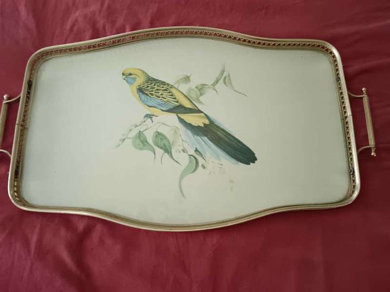 Italian Gallery Tray with Budgie Motif