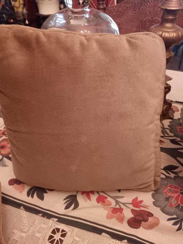 Tapestry cushion with flowers velvet backed