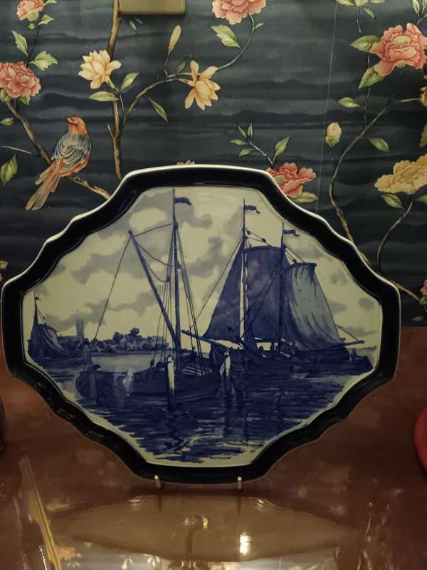 Delft wall plaque with Sail Boats