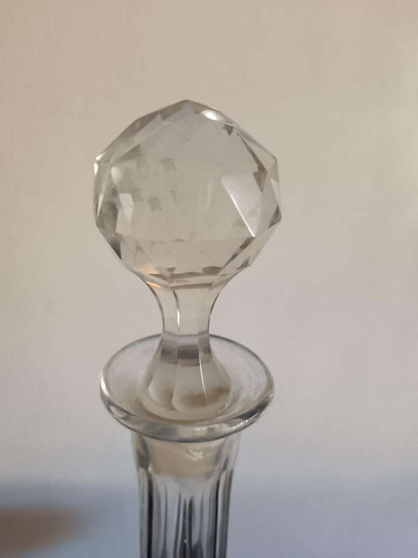 Cut Crystal Decanter with Faceted Stopper