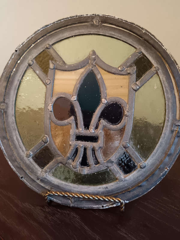 Fleur De Lis Round Stained Glass Panel