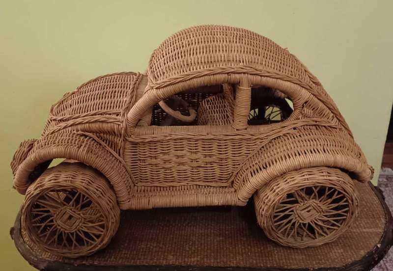 Mid Century  Woven Cane VW Beetle