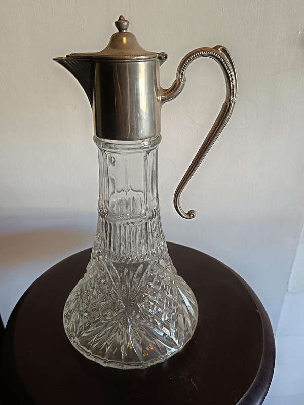 Silver Plate Cut Glass Claret Jug