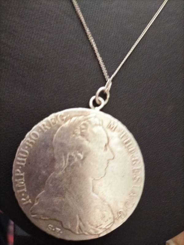 Vintage Maria Theresa Thaler Coin with chain