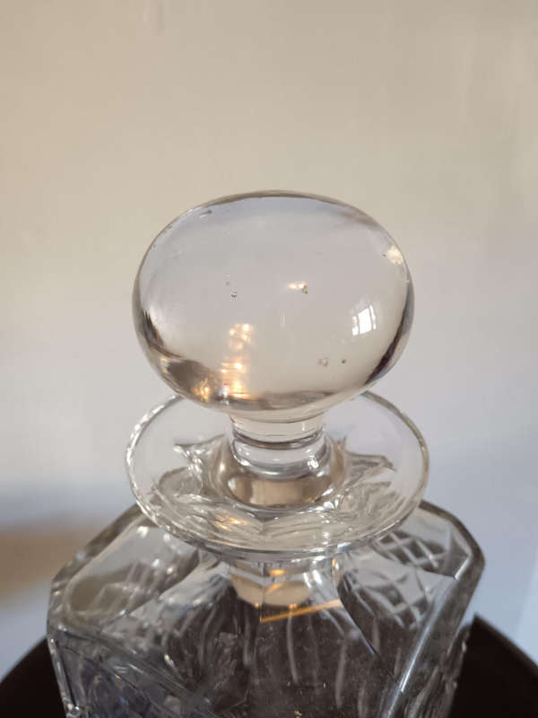 Vintage Cut Glass Crystal Square Decanter