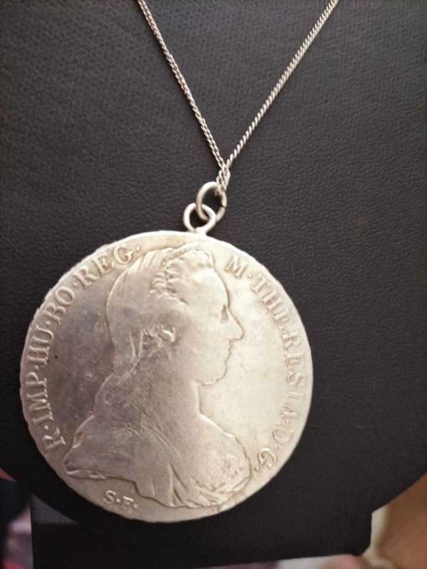 Vintage Maria Theresa Thaler Coin with chain