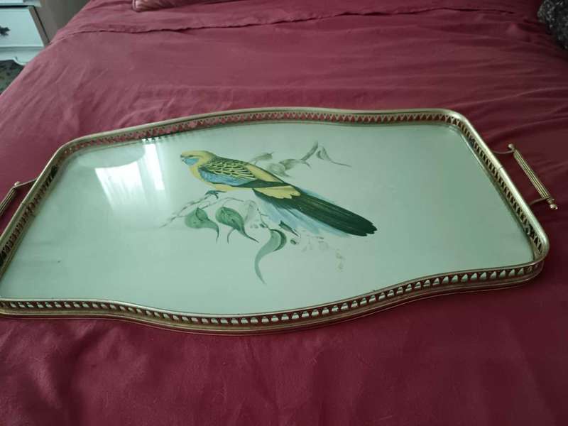 Italian Gallery Tray with Budgie Motif