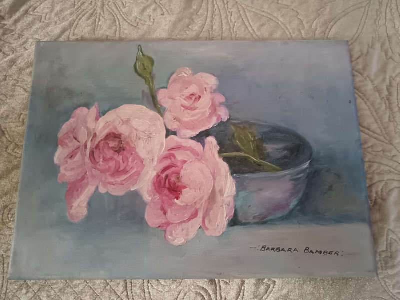 Rose Painting Canvas sign Barbra Bamber