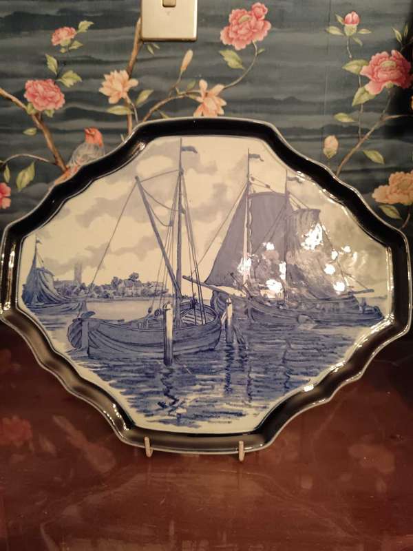 Delft wall plaque with Sail Boats