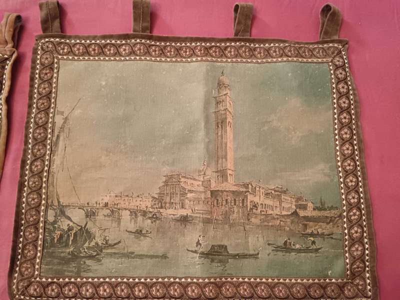 Pair of Italian Screen Painted Wall Hangings