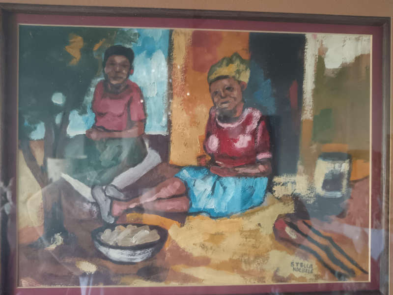 Framed Painting of Ndebela Woman by Stella Ndebela