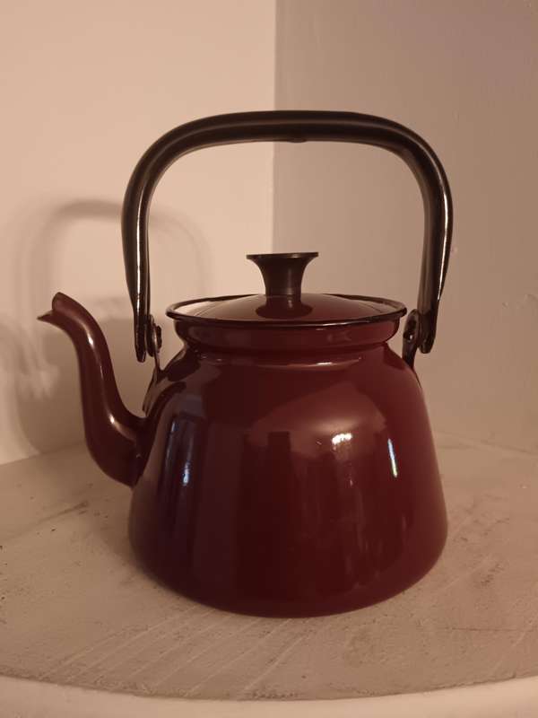 Brown Enamel Tea Pot Made in Poland