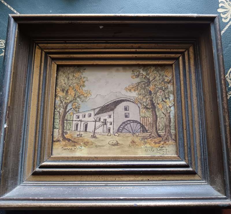 Framed Watercolour by  SA Artist Rhoda Lewis of a Mill