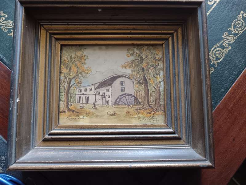 Framed Watercolour by  SA Artist Rhoda Lewis of a Mill