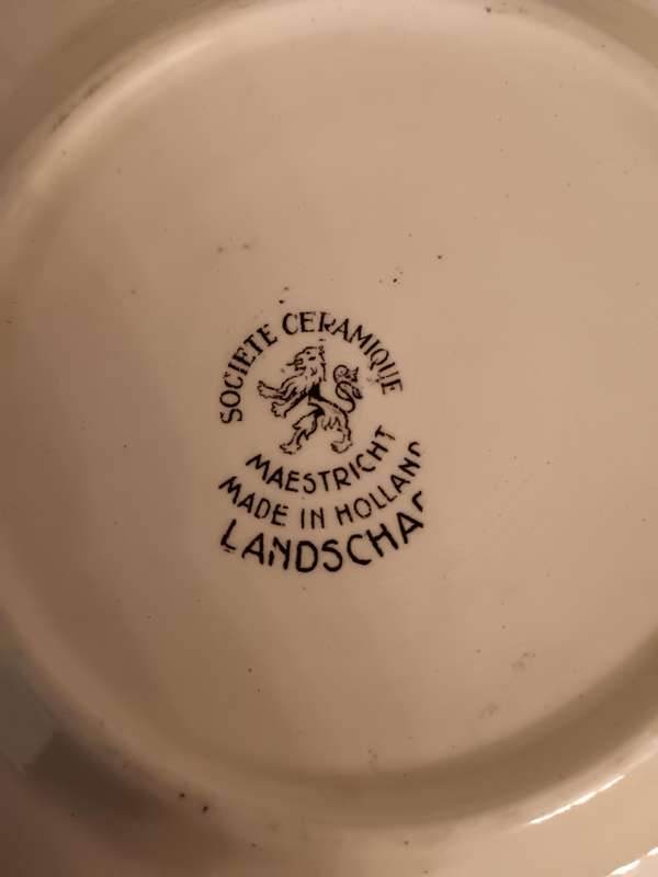 Socite Ceramhque Maastricht Made in Holland Pastry Plates x5 Landscape Pattern